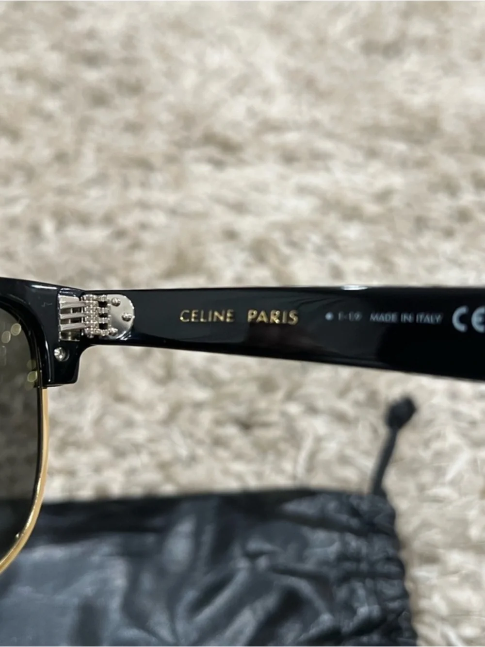 Celine Black Sunglasses with Gold Accents
